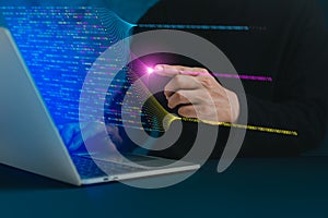 Data science, big data technology. Computers used by data scientists to calculate, analyze, display complex data streams. Data