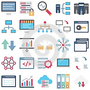 Data Science Color Isolated Vector icons set every single icon can easily modify or edit