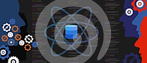 Data science concept of programming coding algorithm solvng problem symbol head and gear