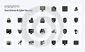 25 Data Science And Cyber Security Solid Glyph icon pack