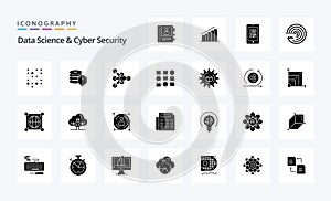 25 Data Science And Cyber Security Solid Glyph icon pack