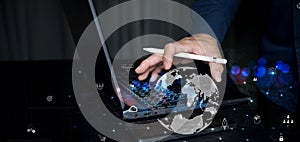Data science, digital technology, big data management concept. Computer programmer