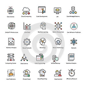 Data Science Flat Vector Icons Set