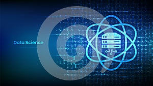 Data Science icon made with binary code. Deep learning. Artificial intelligence, Analysis. Big data. Machine learning. Computer
