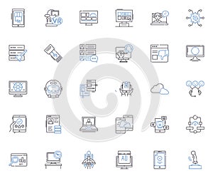Data science line icons collection. Analytics, Machine learning, Statistics, Modeling, Algorithms, Visualization