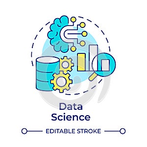 Data science multi color concept icon