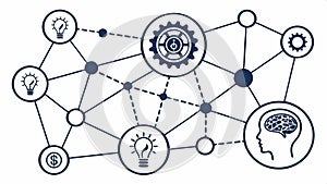 Data science network, data analysis, information technology and data management vector design Generative AI