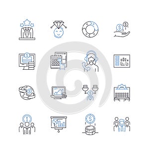 Data science line icons collection. Analytics, Algorithms, Big data, Clustering, Correlation, Data mining, Decision