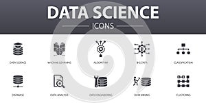Data science simple concept icons set