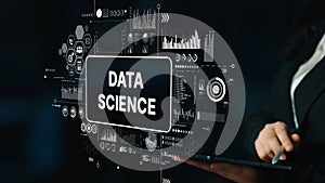 Data Science Visualization Concepts With Charts, Graphs, and Future Technology Interface on Dark Background. Asymptotic