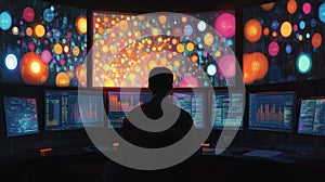 Data Scientist Analyzing Complex Datasets in High-Tech Environment