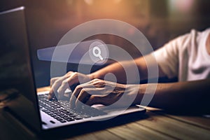 Data search engine optimization browser webpage technology internet networking business concept, Search browsing internet