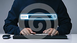 Data Search Technology Search Engine Optimization.businessman working with computer on desk in office. Networking Concept.