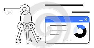 Data Security and Access Control Concept with Keys and Interface Elements