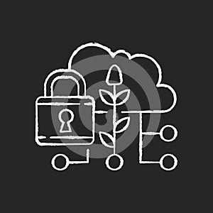 Data security in agriculture chalk white icon on black background