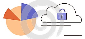 Data Security and Analytics Concept with Pie Chart and Cloud Lock