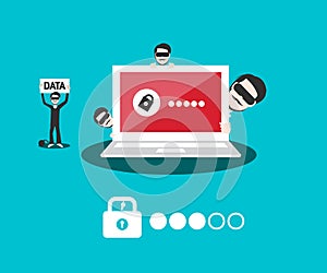 Data Security Concept with Password Locked Laptop.