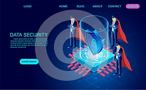 Data security concept. protects data from thefts data and hacker attacks