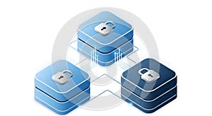 Data Security Cubes with Padlocks and Binary Code