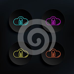 Data security dark badge color set icon. Simple thin line, outline vector of web icons for ui and ux, website or mobile