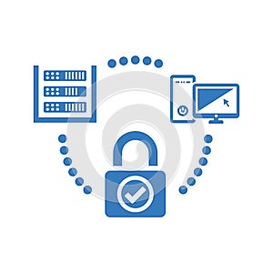 Data security icon, server protection