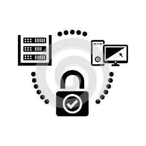 Data security icon, server protection