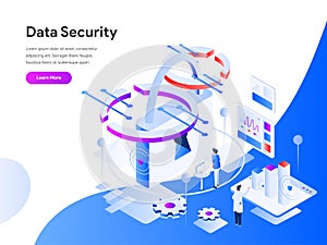 Data Security Isometric Illustration Concept. Modern flat design concept of web page design for website and mobile website.Vector