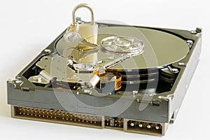 Data Security: Lock Sitting On A Hard Disk Drive