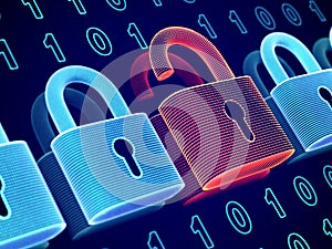 Data security and privacy concept. Visualization of personal or business information safety.