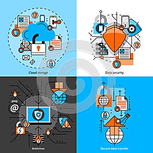 Data Security And Storage Icons Set