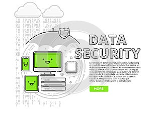 Data Security system in trendy flat and linear style