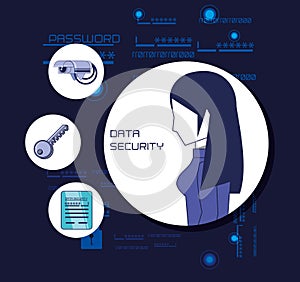 Data security technology set icons