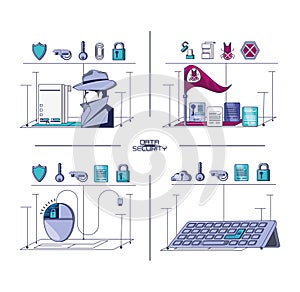 Data security technology set icons