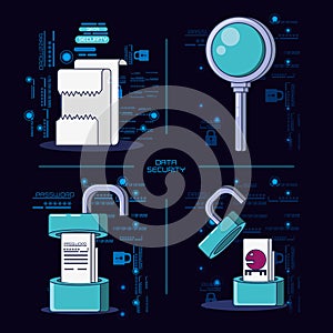 Data security technology set icons