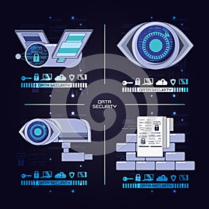 Data security technology set icons