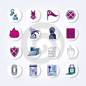 Data security technology set icons