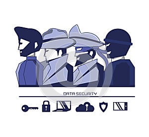 Data security technology set icons