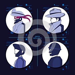 Data security technology set icons