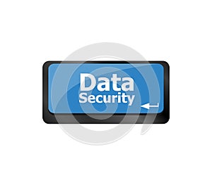 Data security word with icon on keyboard button