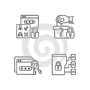 Data sensitivity linear icons set