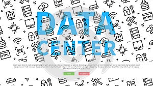 Data server centre website page vector illustration