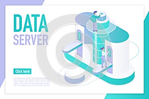 Data server landing page isometric vector template