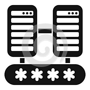 Data server password protection icon representing secure data storage and network security