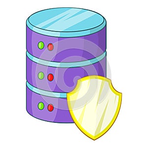 Data server protection icon, cartoon style