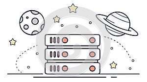 Data Server Rack Hosting Cloud Computing Vector Icon, vector design Generative AI