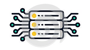 Data Server Rack with Network Cables, IT Infrastructure & Hosting, vector design Generative AI