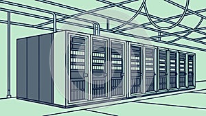 Data Server Room: Rows of High-Tech Computing Equipment, vector design Generative AI