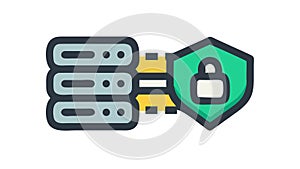 Data Server Security Icon, Protected Network and Cybersecurity, vector design Generative AI