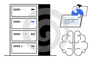 Data Server Infrastructure with Cloud Computing and Artificial Intelligence Concept
