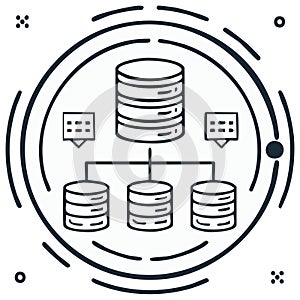 Data Servers Network Connection Outline Icon Concept for Database Architecture